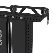 Load image into Gallery viewer, Close up of aluminium pulleys on OPUS Strength Lat Pulldown.
