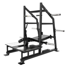 Load image into Gallery viewer, Angled view of the HD Belt Squat machine highlighting the heavy-duty steel frame and plate-loaded lifting arm
