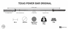 Load image into Gallery viewer, Texas Power Bar Original with specifications on a white background
